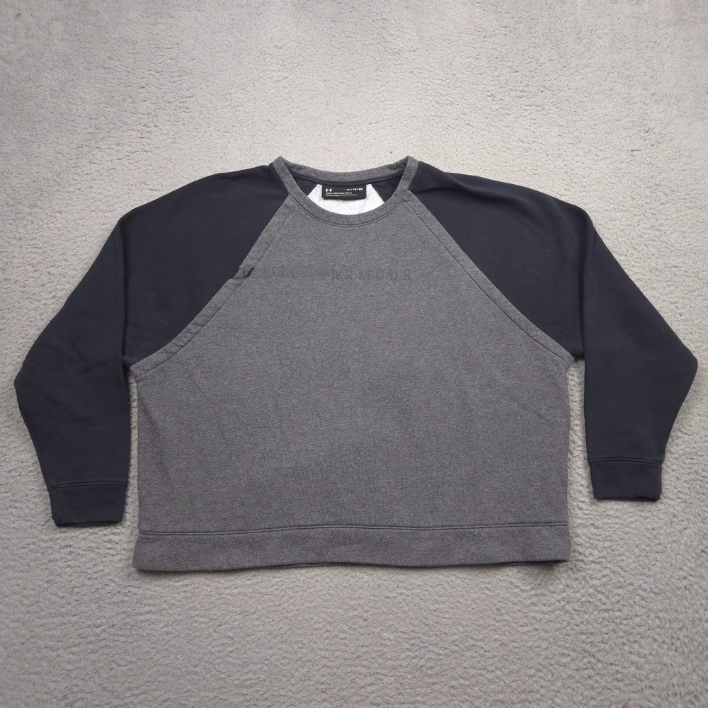 Under Armour Rival Fleece Crew Sweatshirt Women XL Charcoal Black Raglan 1317859